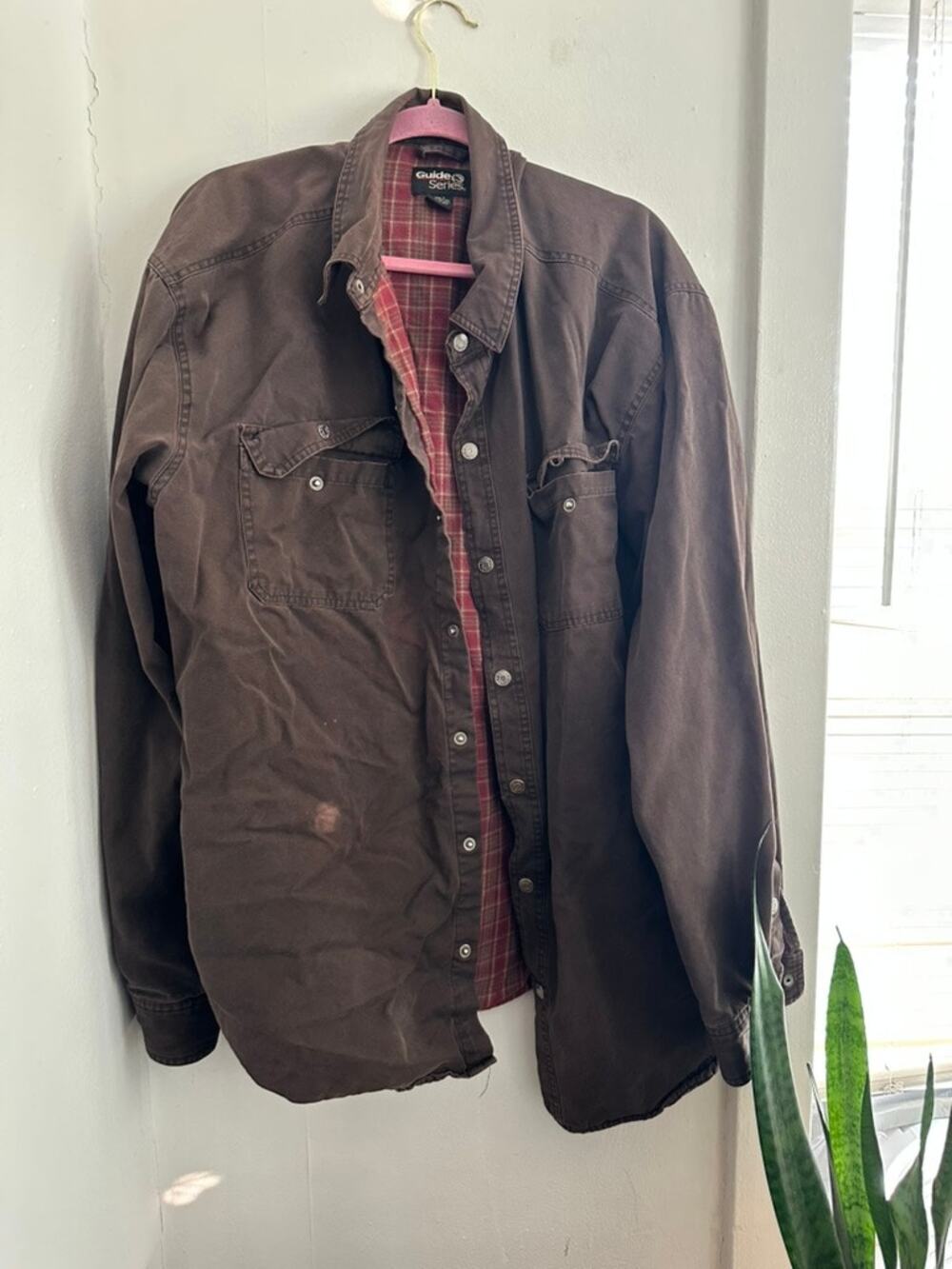 Guide Series Men's Brown Flannel Lined Work Shirt | Size 2XLT